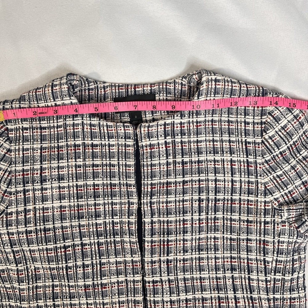J Crew Womens Size 2 Tweed Jacket Red White Blue Academia Preppy Office Career - Picture 9 of 13